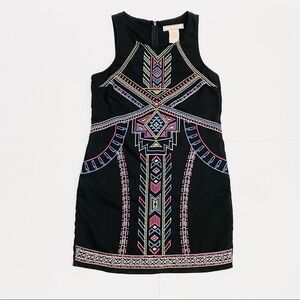 Flying Tomato Black Geometric Tribal Sleeveless Shift Dress